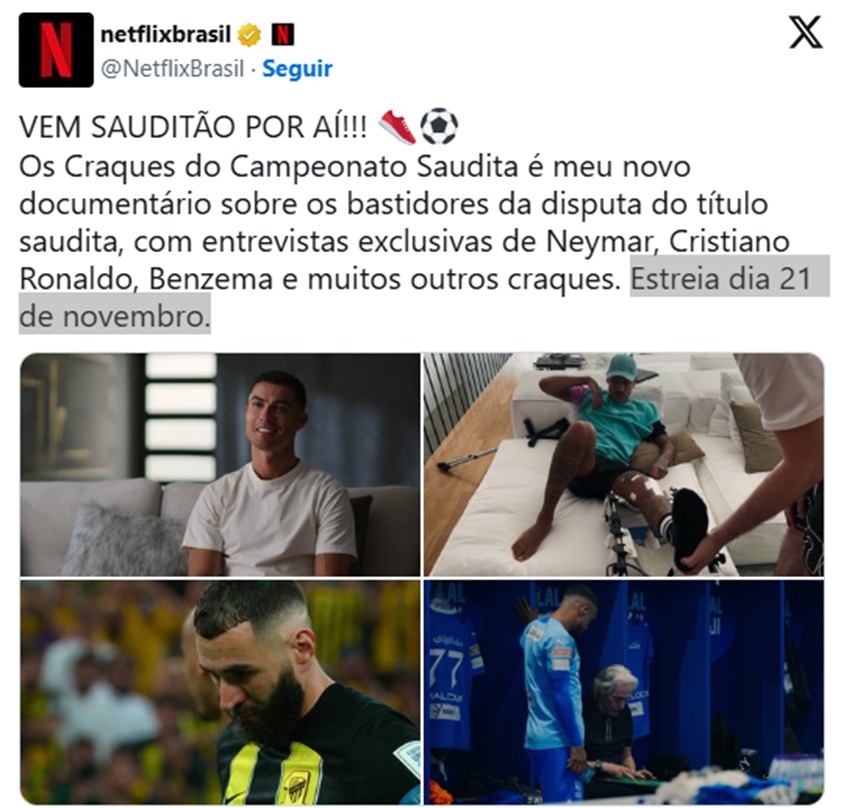 cr7-neymar Netflix: Documentário revela a história por trás da chegada de Neymar e CR7 na Arábia Saudita